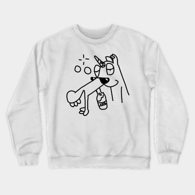 drunk unicorn Crewneck Sweatshirt by the doodler